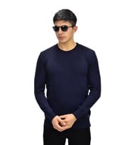 Erkek Spor Düz Sıfır Yaka Kazak R22920 BGL-ST03182 (Lacivert)