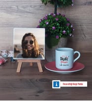 Diyaliz Teknisyeni Fotoğraflı Dekoratif Taş, Ahşap Altlıklı Türk Kahvesi Fincanı Hediye Diyaliz Teknisyenine Hediye (Model 6)