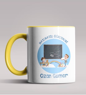 Kişiye Özel Matematik Öğretmeni Tasarımlı Siyah Renk Kupa 13 (Sarı)