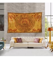 Antik Mısır Figürlü Leke Tutmaz Kadife Dokulu Kumaş Duvar Örtüsü Duvar Halısı Tapestry (Kahverengi)