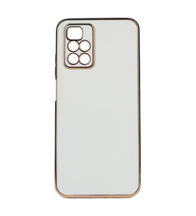 Xiaomi Redmi 10 2022 Kılıf Kenarları Gold Kamera Korumalı Renkli Pastel Silikon Mavi Açık BARK (Beyaz)