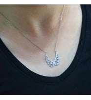 Baget Taşlı kanat kolye (Gümüş)