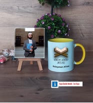 Kuran Kursu Hocası Fotoğraflı Dekoratif Taş, Kupa Bardak Beyaz Hediye (Model 7)