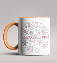 Kişiye Özel Kimya Öğretmeni Tasarımlı Siyah Renk Kupa Bardak 5 (Turuncu)