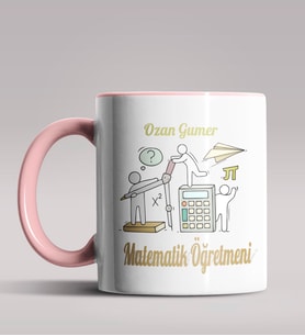 Kişiye Özel Matematik Öğretmeni Tasarımlı Siyah Renk Kupa 11 (Pembe)