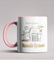 Kişiye Özel Matematik Öğretmeni Tasarımlı Siyah Renk Kupa 11 (Pembe)