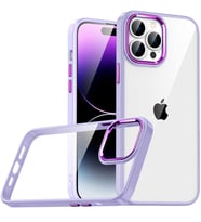 iPhone 14 Pro Max Kılıf Flora Buton,Kenar Çevresi Renkli Kılıf (Lila)