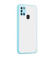 Galaxy A21S Kılıf Zore Hux Düğme ve Kapak Zıt Renk Kılıf (Turkuaz)