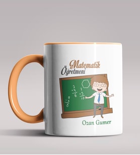 Kişiye Özel Matematik Öğretmeni Tasarımlı Siyah Renk Kupa 9 (Turuncu)