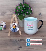 Matematik Öğretmeni Kupa Bardak Beyaz ve Fotoğraflı Ahşap Anahtarlık Hediye (Model 10)