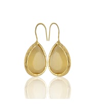 Kadir Jewellery 22 Ayar Altın Kaplama Damla Taşlı Küpe -El İşçiliği Ve Hipoalerjenik Küpe (Sarı)