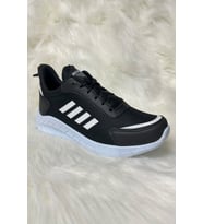 Günlük Erkek Sneaker Fileli Bağcıklı Rahat  Yürüyüş Spor Ayakkabı 1453 (Siyah - Beyaz)