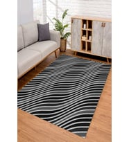Dijital Kaymaz Taban Yıkanabilir Renkli Salon Halısı Mutfak Halısı Yolluk ND-SD-820 (Siyah)