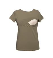 LuvmaBelly  Maternity 2501_2516 Pamuklu Lohusa Emzirme Tshirt (9 Renk Mevcut) (Haki)