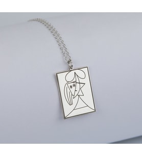 Gümüş Picasso'nun Kadın Yüz Çizimi Kolye (Gold)