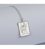Gümüş Picasso'nun Kadın Yüz Çizimi Kolye (Gold)