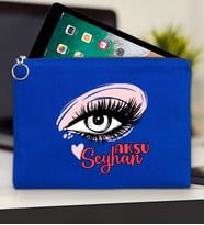 BK Gift Kişiye Özel İsimli-5 Tablet Çantası 30x21cm(12 Renk Seçeneği), Ipad Çantası, Baskılı Tablet Kılıfı (Mavi)