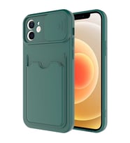 Apple iPhone 12 Kılıf Zore Kartix Kartlık Bölmeli Kılıf (Yeşil)