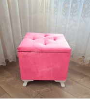 Lüks Sandıklı Tabure Puf 45 x 45 cm (Pembe)