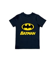 Batman baskılı pamuklu penye kumaş yazlık çocuk tişört (Siyah)