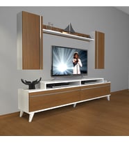 Decoraktiv Ekoflex 7 Mdf Retro Tv Ünitesi Tv Sehpası (Beyaz - Ceviz)