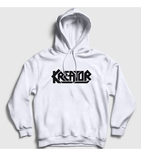 Presmono Unisex Beyaz Logo Kreator Kapüşonlu Sweatshirt 93100tt (Beyaz)