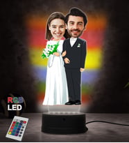 Doğum Günü Hediyesi,Sevgiliye Hediye, Kişiye Özel Fotoğraflı En Mutlu Çift 3 Karikatür 3D Led Lamba (RGB)