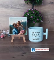 Babaya Hediye Fotoğraflı Dekoratif Taş, Kupa Bardak Beyaz Hediye (Model 12)