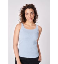 Kadın %100 Pamuklu Geniş Askılı Tişört (Mavi)