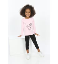 Toontoy Kız Bebek Çiçekli Yazı Nakışlı Tişört (Açık Pembe)