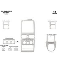 Meriç® Volkswagen Touran Ön Torpido Kaplama Maun 11 Parça 2003-2009 (Alüminyum)