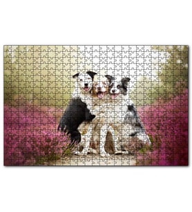 Cakapuzzle Gülerek Poz Veren Sevimli Köpekler ve Çiçekler  Puzzle Yapboz MDF (Ahşap) (500 Parça)