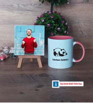 Uykucu Panda Fotoğraflı Dekoratif Taş, Kupa Bardak Beyaz Hediye (Model 6)