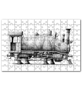 Cakapuzzle Gergedan ve Lokomotif Karışımı Karakalem Puzzle Yapboz MDF (Ahşap) (255 Parça)