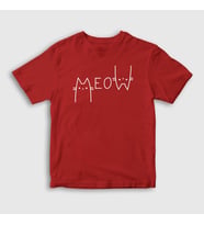 Presmono Unisex Çocuk Beyaz Meow Cat Kedi T-Shirt 407440tt (Kırmızı)