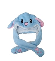 Peluş Işıklı Hareketli Tavşan Kulaklı Şapka (Mavi)