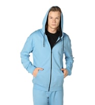 Erkek Kapüşonlu Fermuarlı Oversıze Sweatshırt Koyu Gri (Mavi)