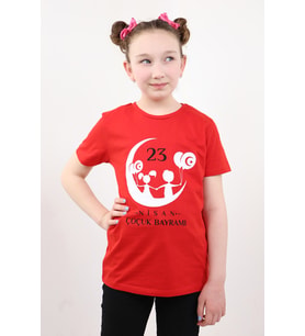 Toontoy Unisex Çocuk 23 Nisan Baskılı Tişört (Kırmızı)