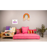 Fransız Tarzı El Yapımı Yer Minderi, Bebek Yatağı, French Mattress / Yeşil 60x120x14 cm (Pembe)