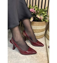 İmershoes Günlük Kadın Sivri Burun Saten İnce Topuklu Zara Model Abiye Ayakkabı (Bordo)
