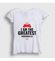 Presmono Kadın Sarı Greatest Muhammed Ali T-Shirt 230337tt (Beyaz)