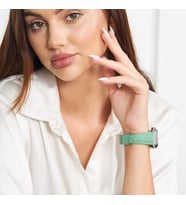 vagave Apple Watch 42mm 44mm 45mm 3 4 5 6 7 se 8 Ultra Uyumlu Kadın Deri Kordon Saat Kordonu (Su Yeşili)