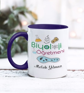 Biyoloji Öğretmeni Tasarımlı Kişiye Özel Kupa Bardak (Lacivert)
