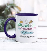 Biyoloji Öğretmeni Tasarımlı Kişiye Özel Kupa Bardak (Lacivert)