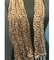 %100 PAMUK PUANTİYELİ FULAR ŞAL 160X35 CM (Kahverengi)