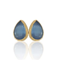 Kadir Jewellery 22 Ayar Altın Kaplama Kadın Minimal Küpe -El İşçiliği Ve Hipoalerjenik Küpe (Gece Mavisi)