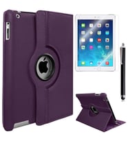 Apple iPad Mini 2 3 Zore Dönebilen Standlı Tablet Kılıfı (Mor)