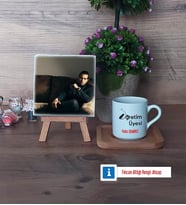 Öğretim Üyesi Fotoğraflı Dekoratif Taş, Ahşap Altlıklı Türk Kahvesi Fincanı Hediye Öğretmenler Günü Hediyesi (Model 1)