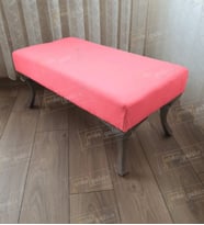 Ayak Ucu Kapı Önü Antre Düz Bench Puf Orta Sehpa Gümüş Ayak 120 cm (Pembe)
