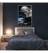 Metal Çerçeveli Cam Tablo Yüzüklerin Efendisi Karakteri Gollum (Gümüş)